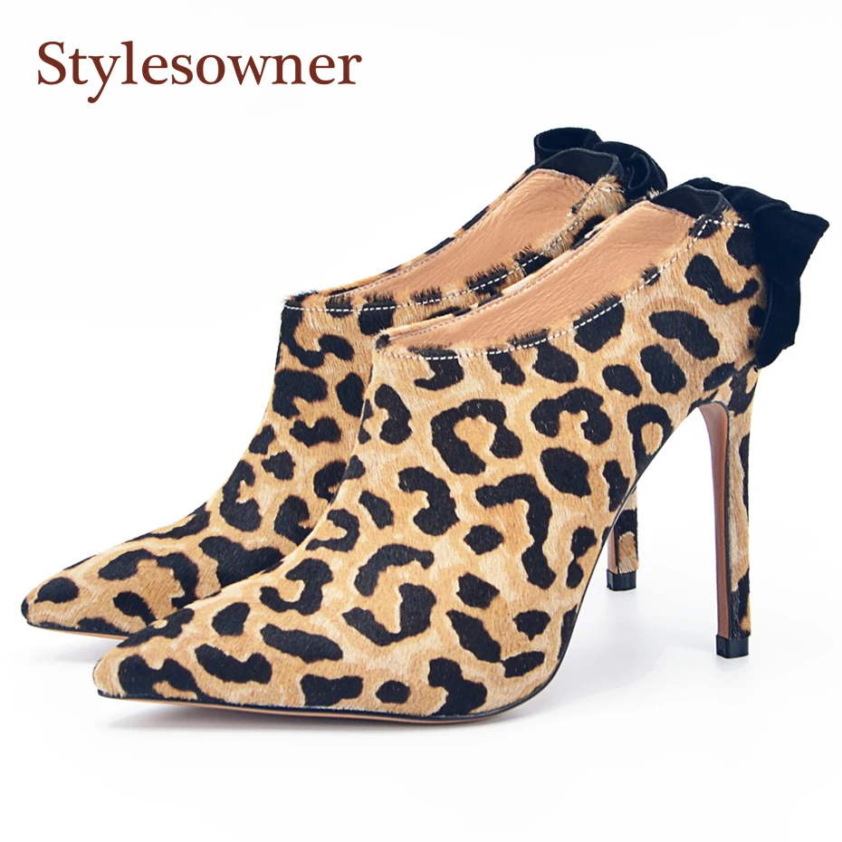 Stylesowner 2020 новые конского волоса сексуальные женские туфли с бантом сзади тонкий