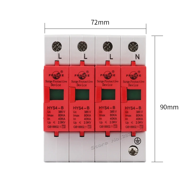 385 V 40KA~ 80KA 4 P 4-полюсный SPD дом Защита от перенапряжения защитное Низковольтное предохранительное устройство HYS4-B/4 50 hz/60 hz din-рейка