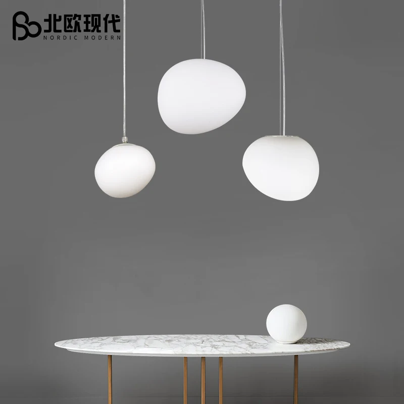 Современная овальная молочно белая стеклянная Подвесная лампа с гусиным яйцом