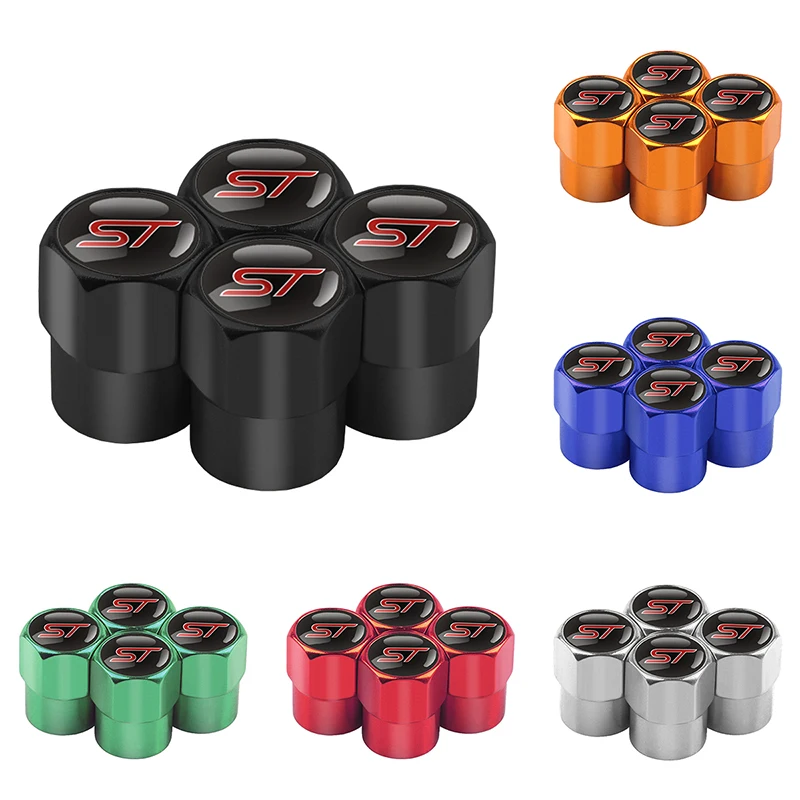 

4Pcs Car Styling Wheel Tire Valve Stems Caps ST Sport Style for Ford Focus Fiesta Ecosport Kuga Mondeo Everest Car Accessories