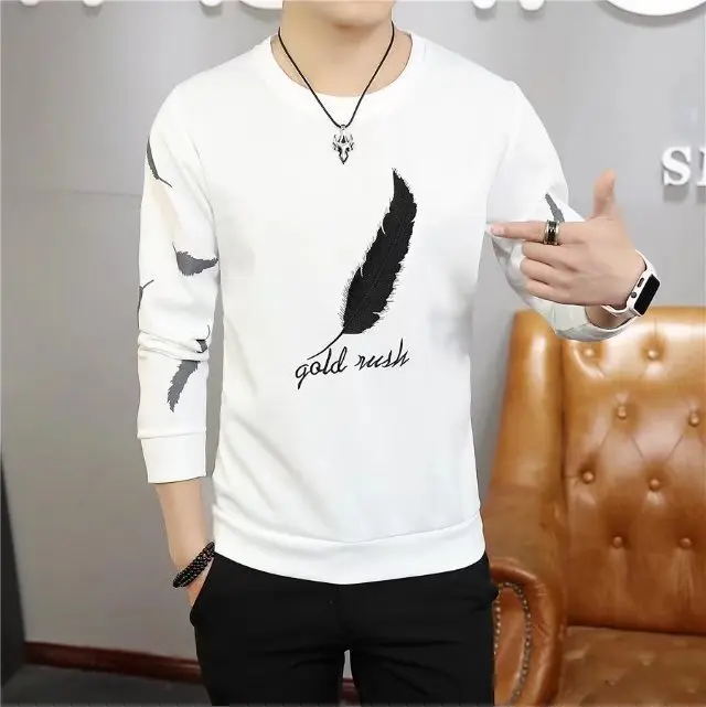 Человек T жаль с длинным рукавом тонкий срез шею осенняя одежда подростков Для