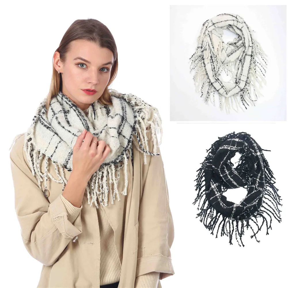 Новинка зимний шарф женский богемский с кисточками вязаный кашемировый