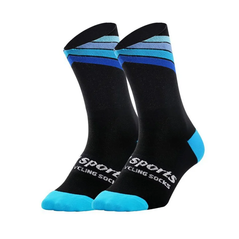 Black Blue Носки для велоспорта на открытом воздухе, ветрозащитные, Coolmax, теплые, погодные, высокие носки, сумасшедшие, баскетбольные, беговые, спортивные, Defeet, спортивные носки - Цвет: Black Blue