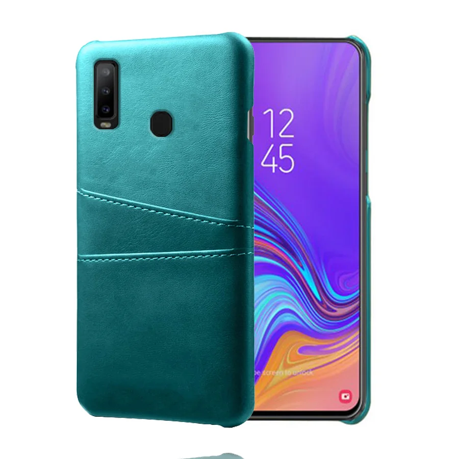 Роскошный кожаный держатель для карт слоты для карт Чехлы для samsung Galaxy C7 C8 C9 C10 Plus Pro M10 M20 M30 Note 8 9 Note8 крышка - Цвет: Зеленый