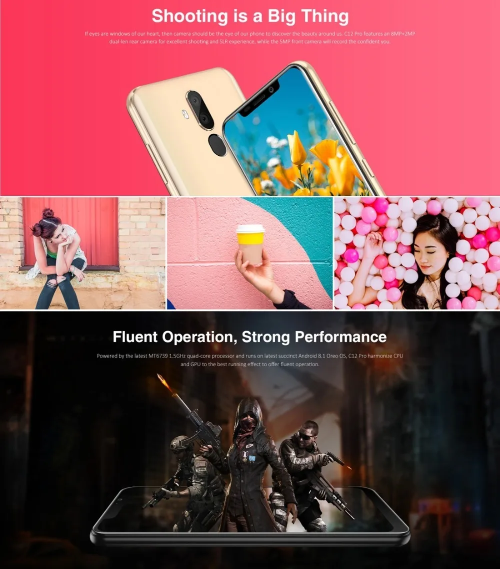 Oukitel C12 Pro 4G смартфон Android 8,1 2 Гб Оперативная память 16 Гб Встроенная память 6,1", ВЫСОКАЯ ЧЁТКОСТЬ, MT6739 4 ядра 8MP 3300 мАч Face ID GPS OTA мобильного телефона