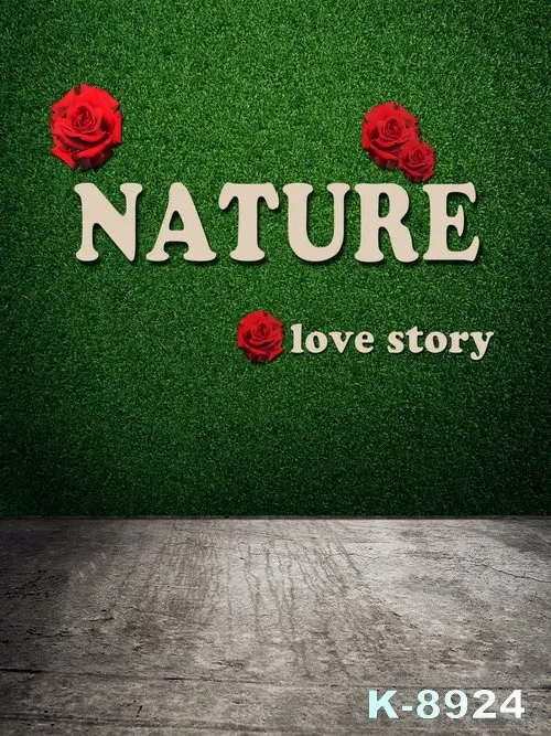 Фон для фотосъемки с зелеными стенками изображением природы и любовной истории