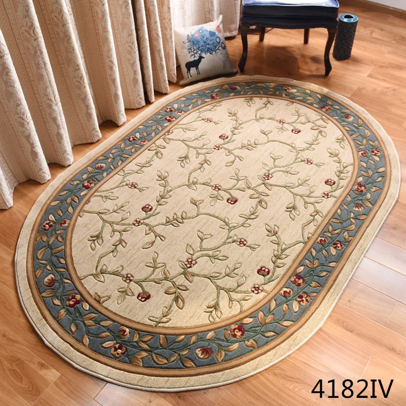 

Pastoral Oval Carpets For Living Room Home Decor Rugs Bedroom Sofa Coffee Table Floor Mat Thick Polypropylene Area Rug