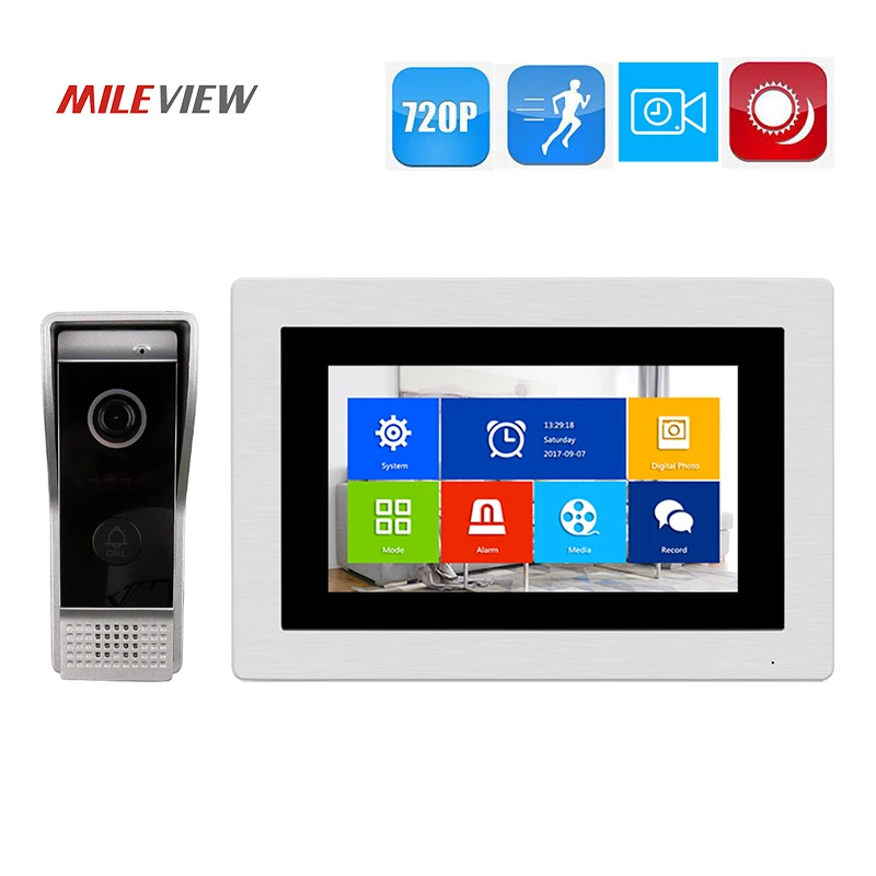 Free Shipping 720P HD Motion Detection 7" Touch Screen Video Intercom Door Phone Unlock System Record Monitor IR Doorbell Camera |