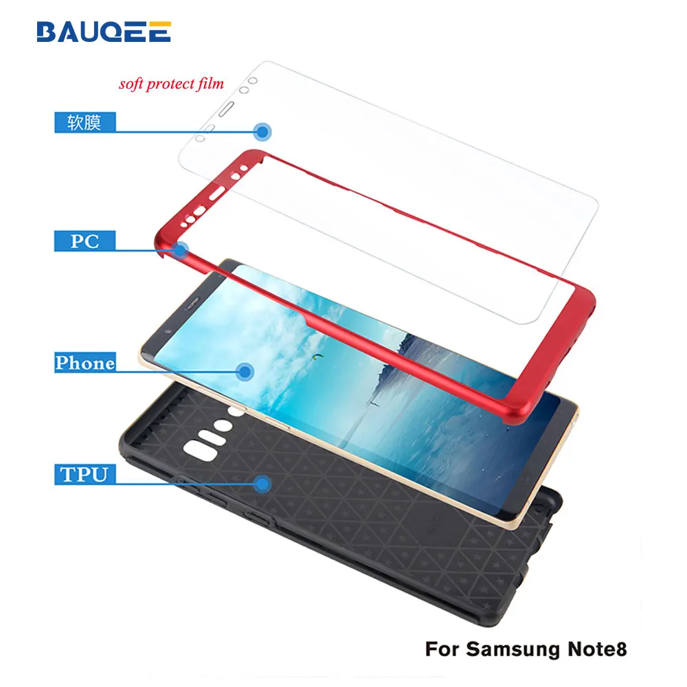 Bauqee задняя крышка для Samsung Galaxy Note 8 ультра тонкий и прочный Fit шок падение