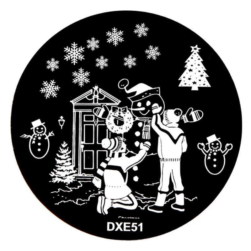 21-DXE51 ELECOOL DIY Рождественская серия круглые пластины для штамповки ногтей из нержавеющей стали Шаблон для штамповки Леди Женщины Девушка штамповки - Цвет: 21-DXE51