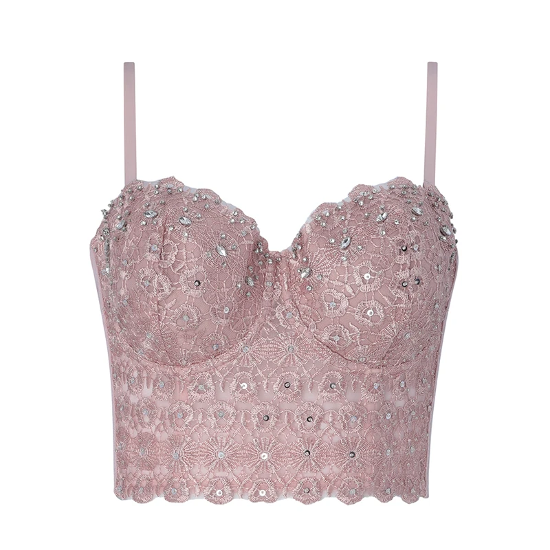 Майки женские летние 2019 новые сексуальные хаки розовые без рукавов с пайетками