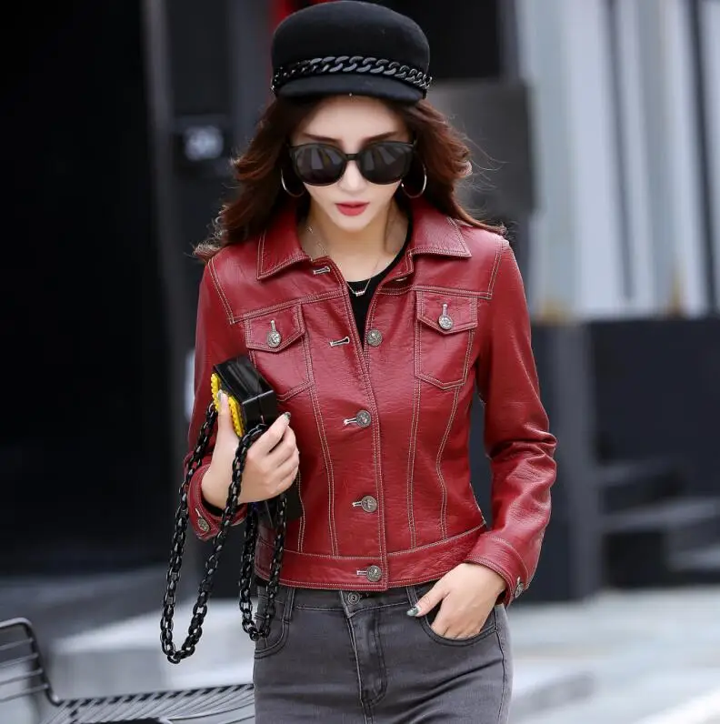 Новинка весна осень 2020 модная Маленькая кожаная женская короткая тонкая куртка
