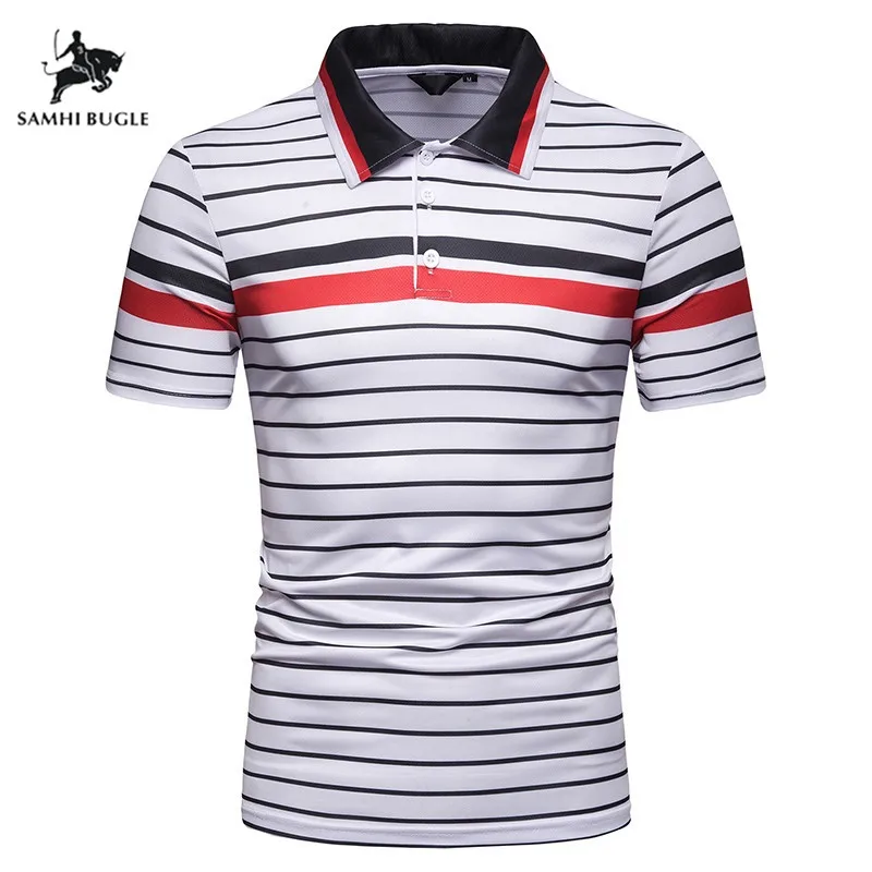 Летняя Новинка 2020 Мужская рубашка поло мужская полосатая дизайнерская деловая