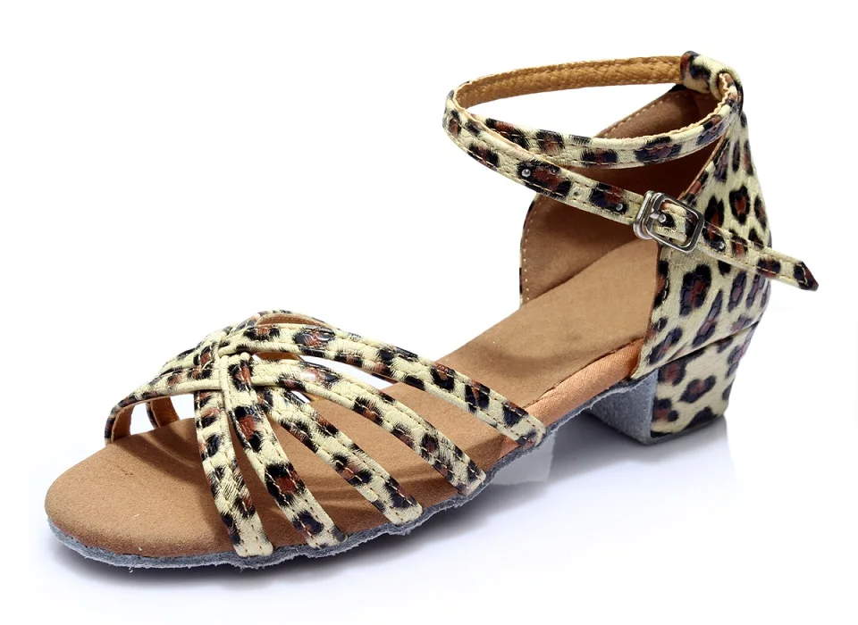 Leopard Обувь для латинских танцев для детей и взрослых; женская обувь для Танго/бальных танцев; обувь для упражнений на мягкой подошве; домашние сандалии; C01G - Цвет: Leopard