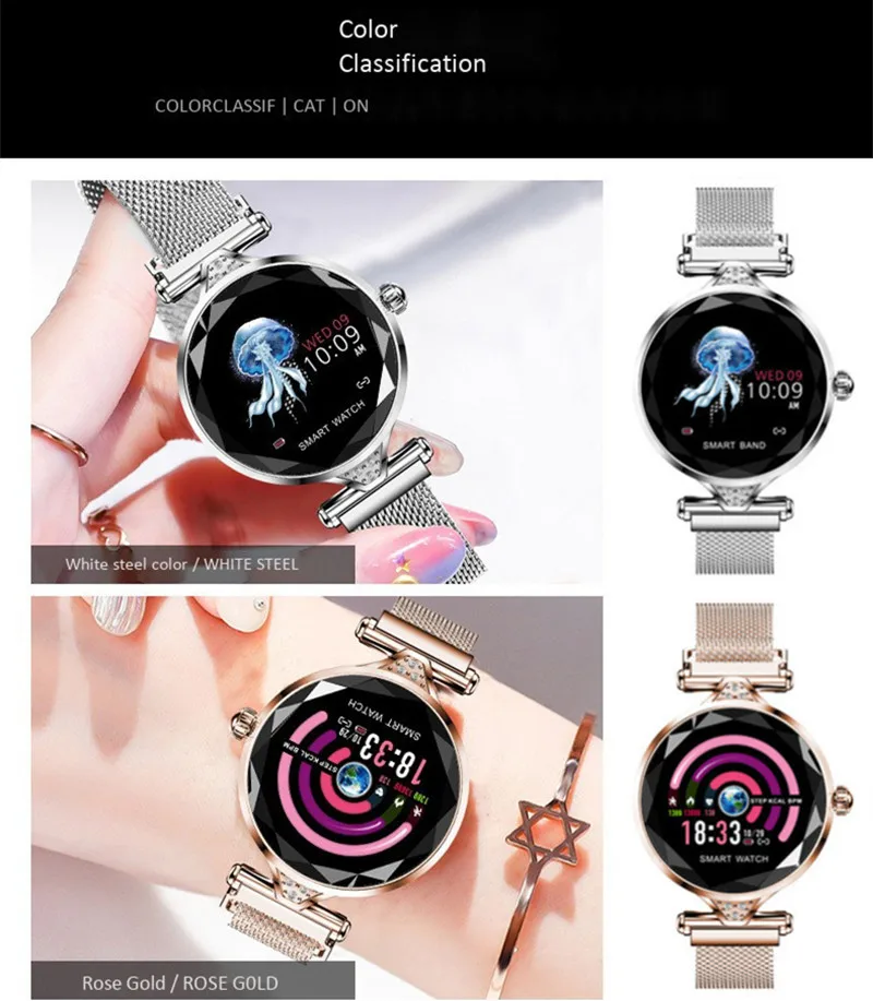Для женщин Смарт часы браслет женский физиологический цикл smartwatch diamond сердечного ритма приборы для измерения артериального давления спорти