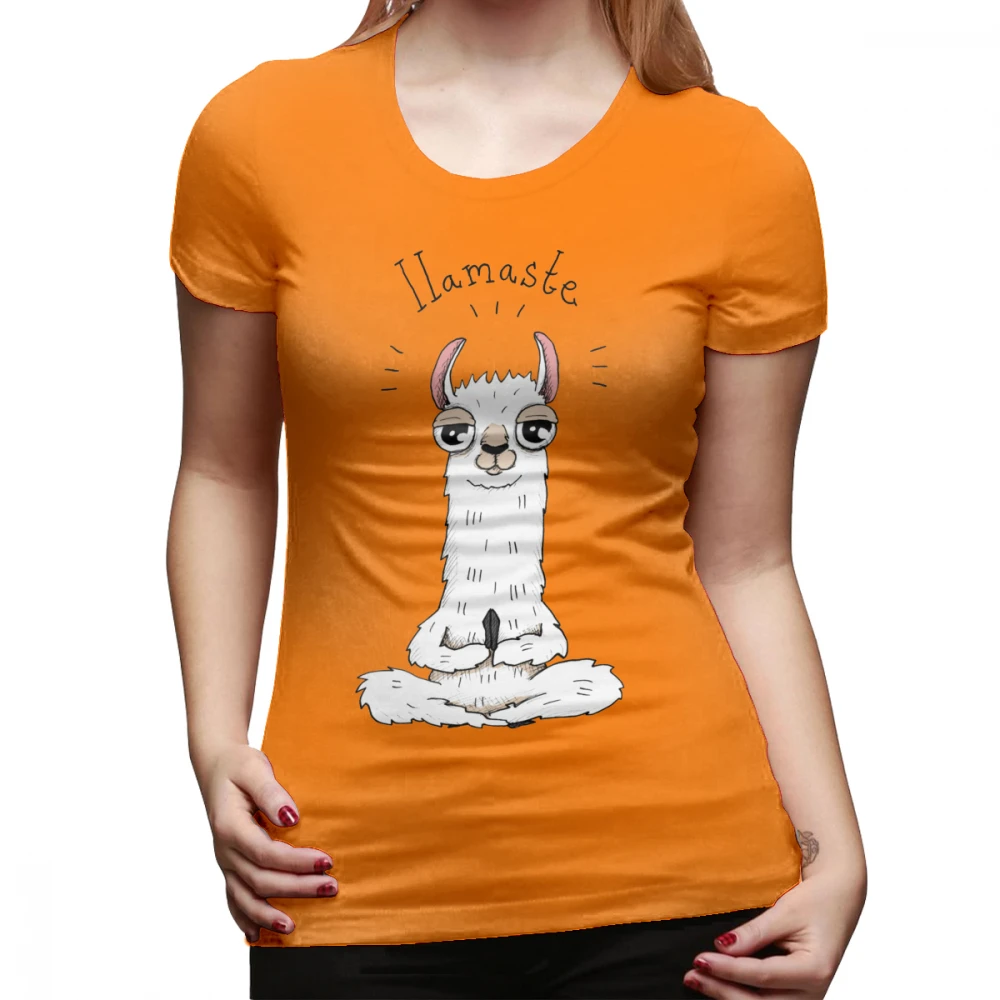 Llama футболка Llamaste футболка хлопковая Летняя женская футболка белая XL трендовая женская футболка с коротким рукавом и круглым вырезом - Цвет: Оранжевый