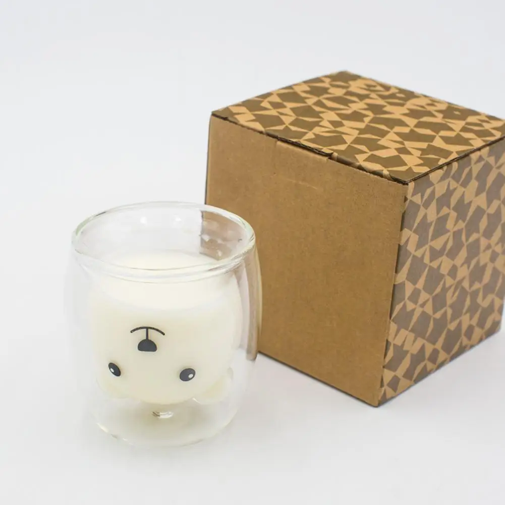 250 мл прекрасный рисунок медведя термостойкая двойная стеклянная чашка чай милый