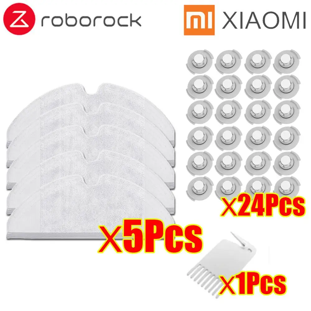 30Pcs Тряпки для мокрой уборки фильтр боковая щетка рулон щетка подходит для Xiaomi Roborock Robot S50 S51 Запчасти для пылесоса наборы - Цвет: 30Pcs