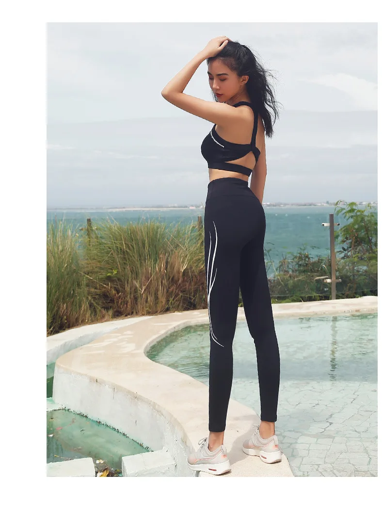 Женский спортивный костюм из двух предметов бюстгальтер для йоги фитнеса бега и