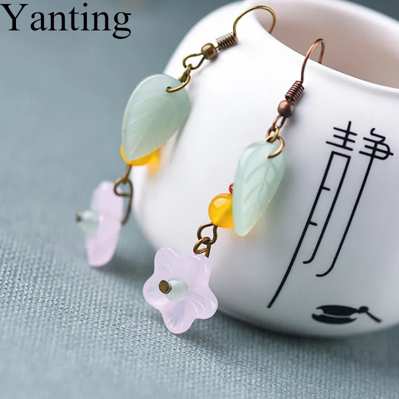 Женские серьги Yanting в виде цветка Листьев свисающие для женщин и девушек новые