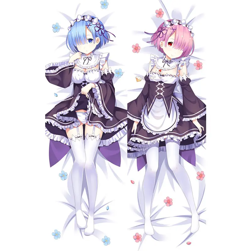 Peach skin Аниме RE ZERO начала жизни в другом мире наволочки Ram Rem наволочка 3D двухстороннее постельное белье обнимающее тело наволочка 01 - Цвет: Peach skin