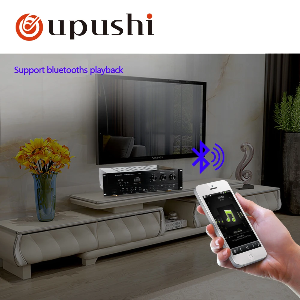 Oupushi профессиональный караоке 8 Ом Цифровой усилитель 2 канала HiFi 250 Вт* 2 эхо стерео клубный усилитель с колонки KTV Шэньчжэнь