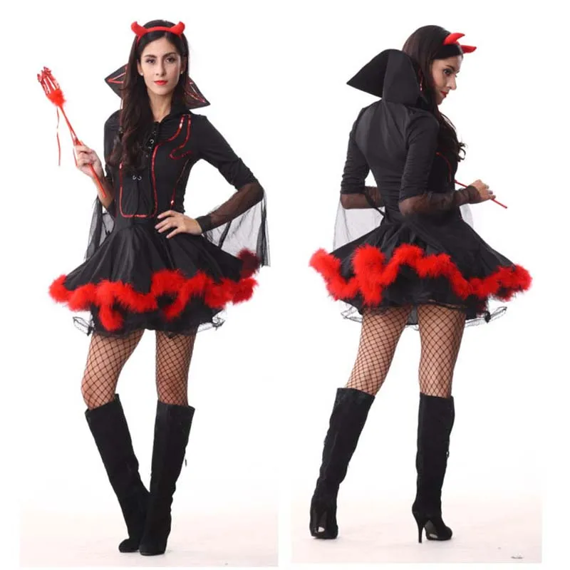 Фантазия сексуальная женщина дьявол косплей демона Хэллоуин костюм вампира