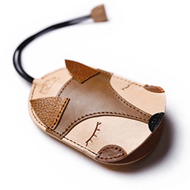 Gathersun Genuine Leather Key Wallet Cute Animal Shape Car Key Pouch with Elastic Wrist Band Ladies Leather Home Keys Holder