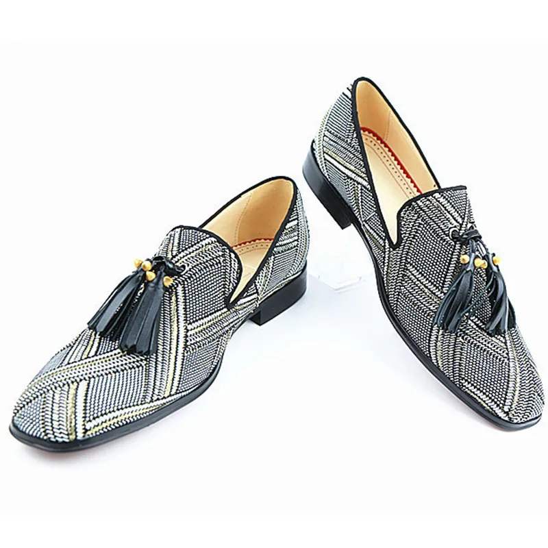 Модные лоферы с кисточками серого цвета Мужские модельные туфли квадратным
