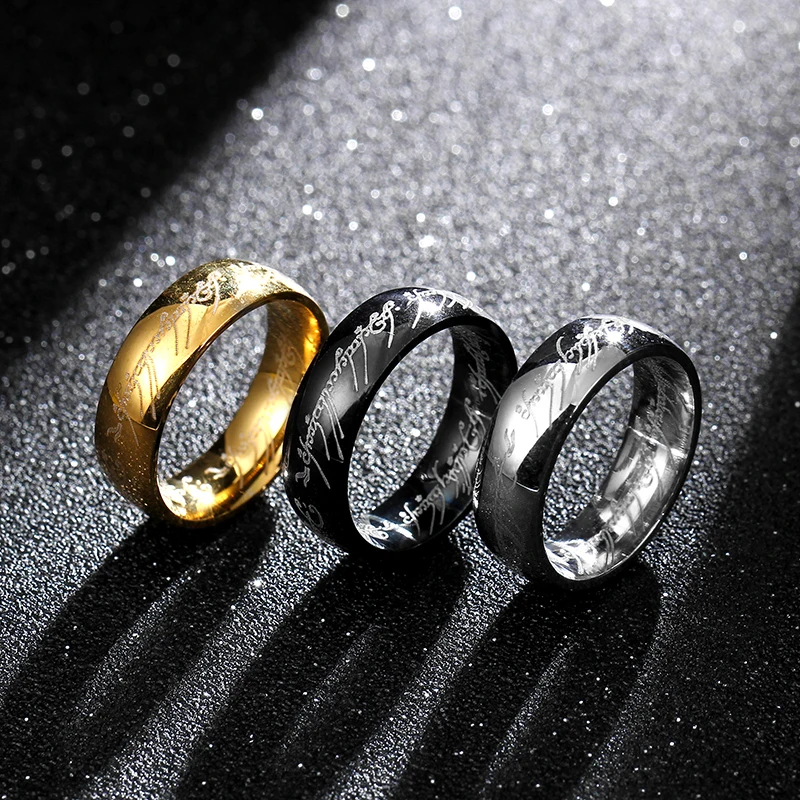 MOREDEAR Hot Movie men's finger Rings the one ring Titanium Stainless Steel gold Ring 6MM for men's gifts wedding men jewelry