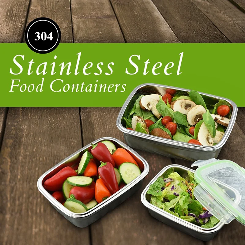 MICCK 304Stainless Steel Crisper Lunch Box Eco-friendly Portable Food Storage Container Refrigerator Leakproof Outdoor Lunchbox | Дом и сад