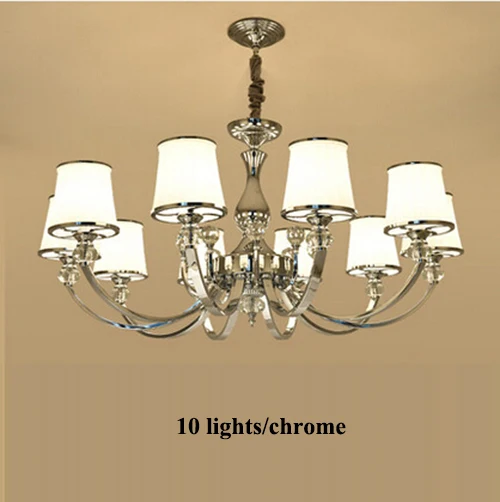 Современные золотые металлические светодиодные люстры, светильник ing Lustre Crystal для гостиной, светодиодная подвесная люстра, светильник для спальни, Подвесная лампа, светильники - Цвет абажура: 10 lights chrome