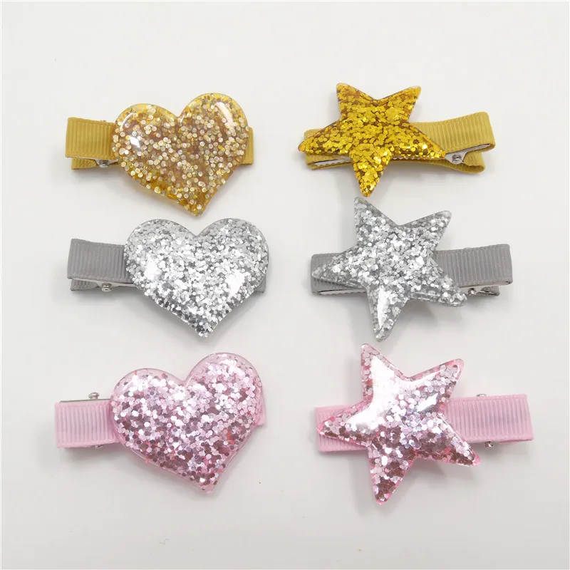 30 шт./лот акриловые заколки для волос в форме сердца Валентина блестящие золотые