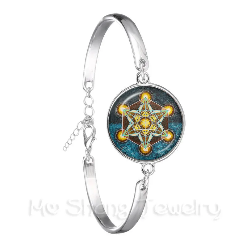 Хит продаж Wiccan медальон модный браслет из цепочки Пентакль Wicca стеклянный для