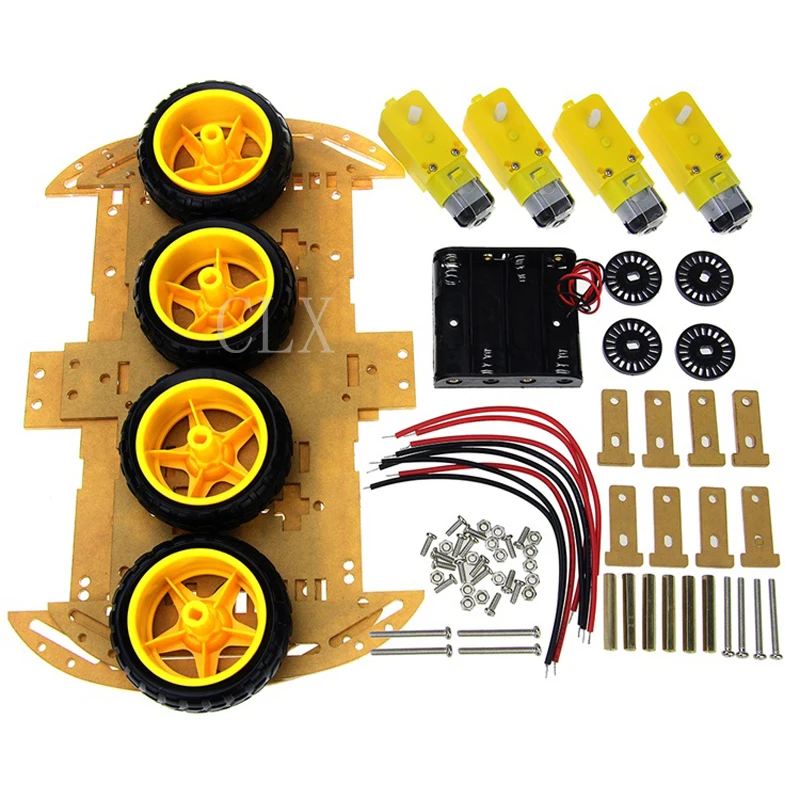 Двигатель умный робот шасси автомобиля DIY Kit Скорость кодировщик 4WD 4 колеса для
