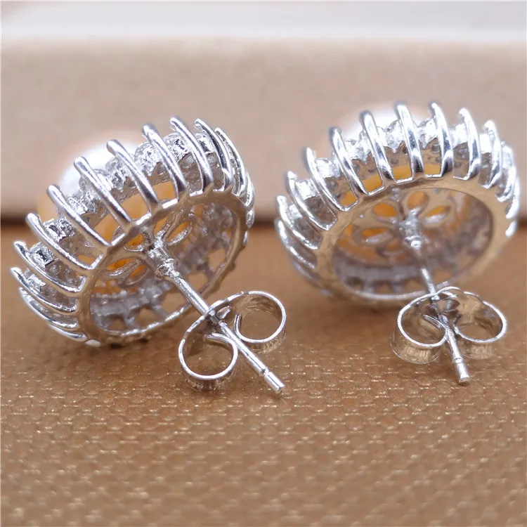 Женские серьги гвоздики из натурального жемчуга Eternal подарок стерлингового