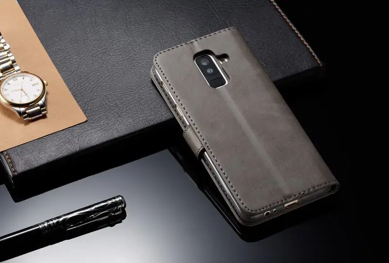 Чехол для телефона для samsung Galaxy A6 Plus чехол роскошный Магнитный Флип винтажный кошелек кожаный чехол для samsung A 6 Plus Etui