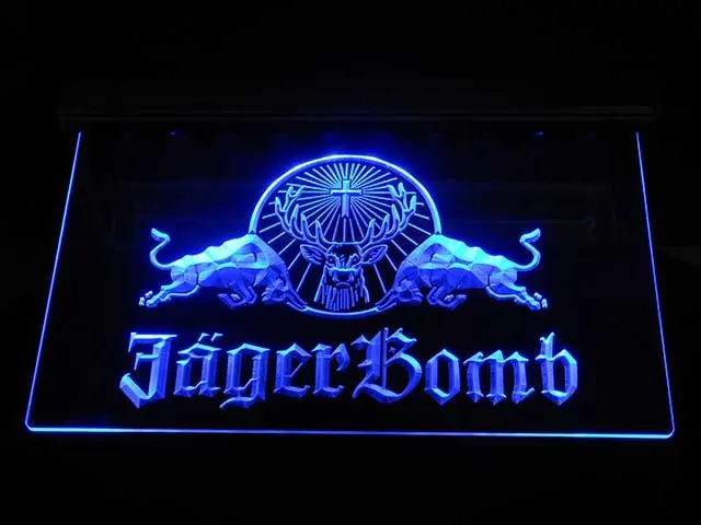 Светодиодный неоновый знак a233 Jagermeister Jager Bomb Bull Wine|Таблички и знаки| |