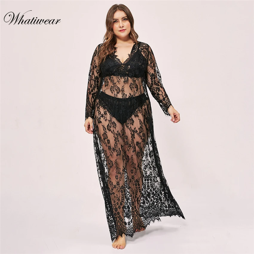 Whatiwear сексуальное ночное белье плюс размер кружевная ночная рубашка Ночное