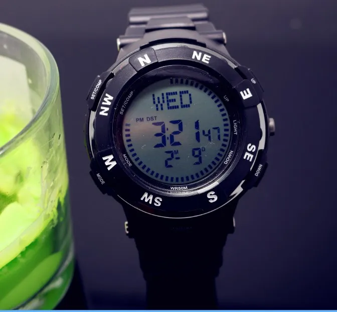 2016 новые роскошные мужские цифровые часы с компасом женские светодиодные