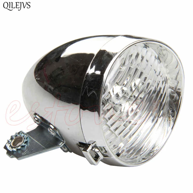 QILEJVS Ретро 3 светодиодный велосипедный хромовый козырек с пулей головной