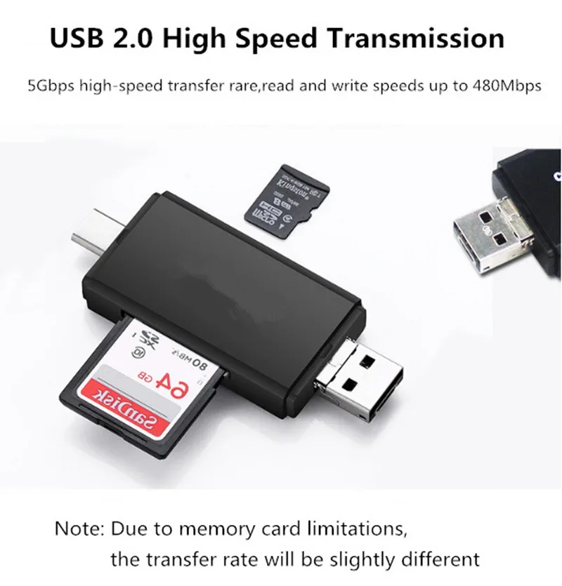 100 шт./лот Тип Закрытая акционерная Компания C & micro USB и 3 в 1 OTG кард ридер