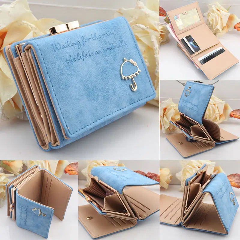 Новый женский модный кожаный кошелек на пуговицах клатч Дамская короткая сумка |