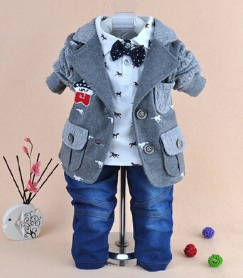 1-4Y boys high quality wooden horse gentlemen clothing sets 3pcs kids clothes boy handsome coat set |