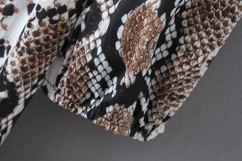 Новинка 2019 модное женское платье с v-образным вырезом принт змеиной кожи пуговицы