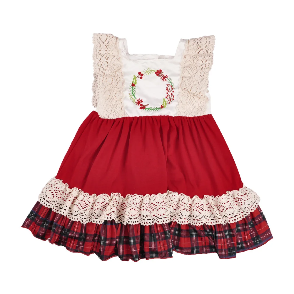 girl patchwork dress baby girls sleeveless print clothing boutique holiday kids wear casual summer LYQ808-292 | Детская одежда и