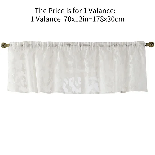 1 valance 178x30cm Короткая занавеска балдахин для кухонного окна маленькая органза жаккардовая ткань черный белый бежевый отвесная занавеска Панель Тюль обработка окна - Цвет: 1 valance 178x30cm