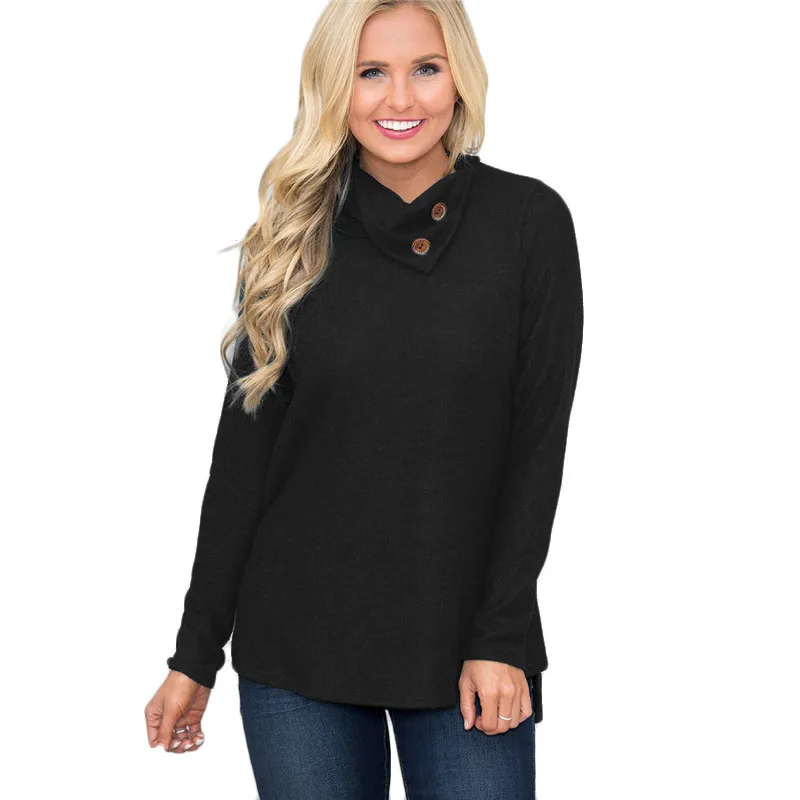 Женская футболка 2018 двухслойный воротник с длинным рукавом женская повседневные