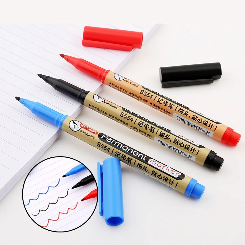 

Deli Permanent Oil Waterproof Marker Pen Tyre CD Fabric Painting Brush Artist Drawing Tool Greeting Card Signature Office Supply