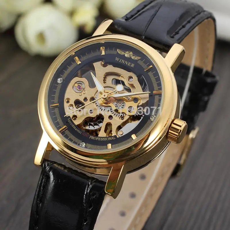 Новейший автоматический скелетоны WRL8048M3G6 для женщин черный циферблат с